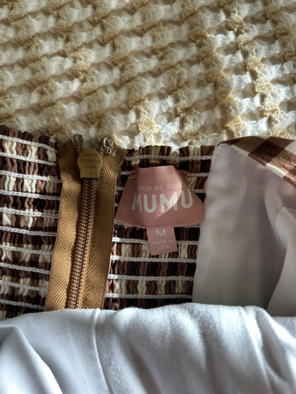 Show Me Your Mumu Mia Midi Dress in Brown Gingham - Picture 4 of 4
